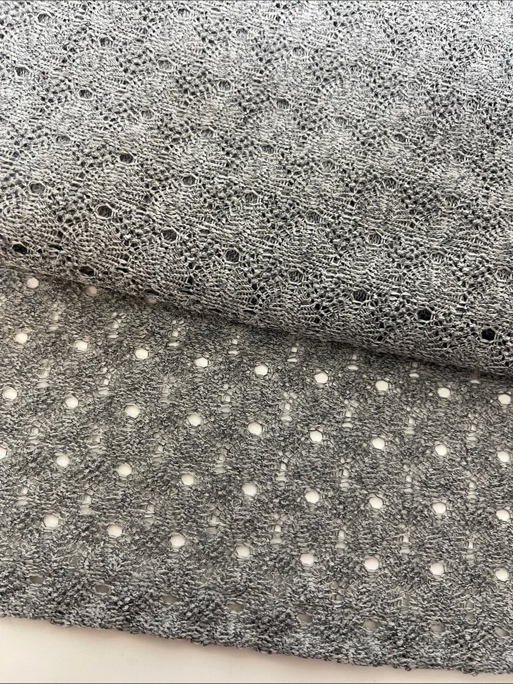 Light Gray Crochet Knit Fabric Panel